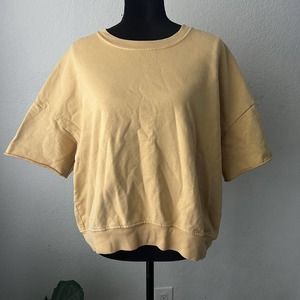 Daily Drills Sweatshirt Reversible Short Sleeve-Yellow-Medium-Oversized-Crew